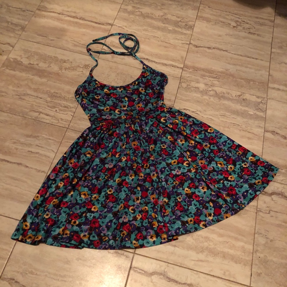 American Apparel halter skater dress, floral print